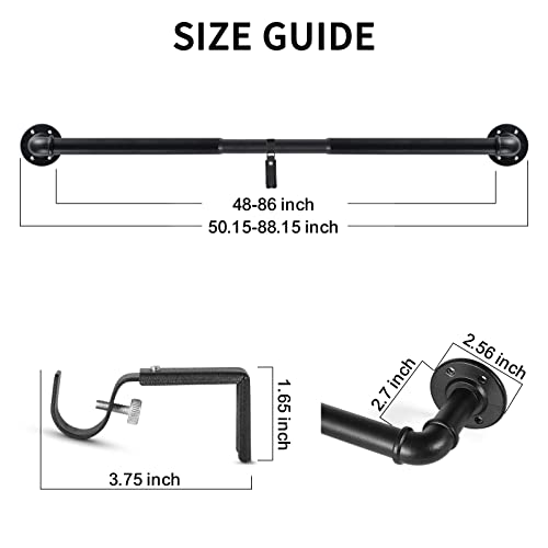 Gardinenstange Verstellbar 45,7-114,3 Cm - Für Fenster & Raumteiler, Schwarz
