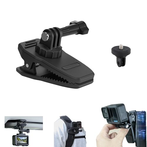 CERFFOOL Magnética mochila Clip Marcos para GoPro Hero 13 12 para DJI Osmo Acción 5 4/bolsillo 3 para Insta 360 X4 X3/GO 3S 3 360° rotación coche visera titular clip con 1/4 adaptador