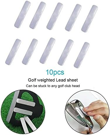 10pc Adhesive Lead Tape Set for Golf Club & Tennis Racket Swing Weight Optimization - Enhance Center of Gravity, Ball Flight, Fade, Hook - Malleable & Customizable (5cmx1cm, Silver, 3g/pc)