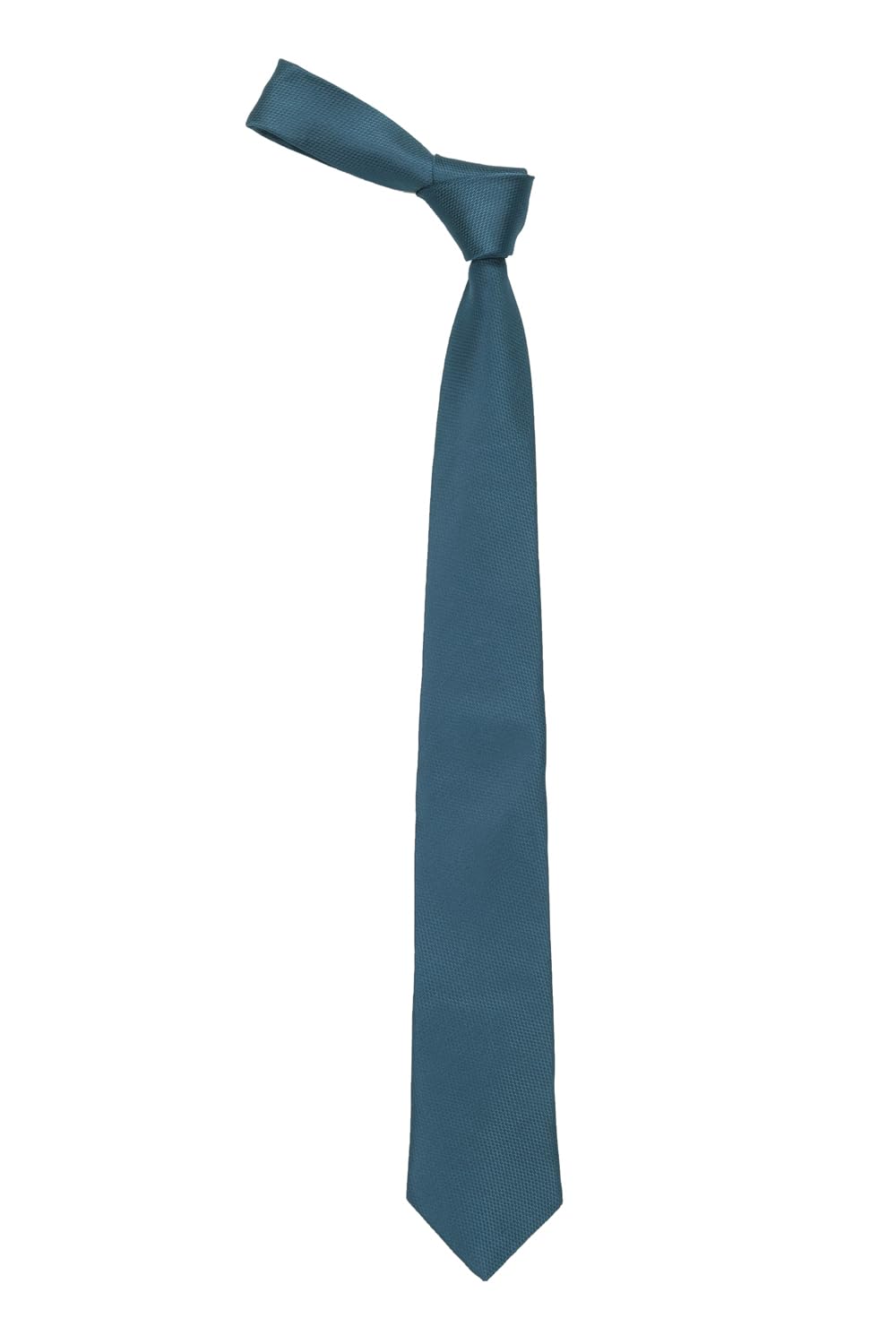 Men Teal Textured Formal Tie-image-3