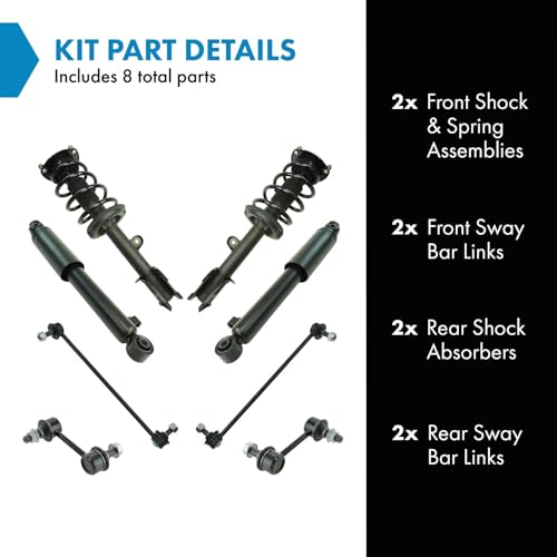 Image of TRQ Front and Rear Suspension Kit Complete Strut & Coil Spring Assembly Shock Absorber Sway Bar Stabilizer Link Compatible with 2011-2013 Kia Sorento