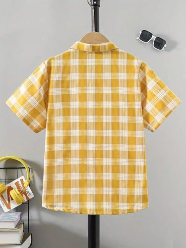 Image of TAGAS Boys Checkered Shirt | Kids Plaid Casual Shirts | Short Sleeve Regular wear Clothes for Boys | Stylish Summer, Party, Holiday, Beach