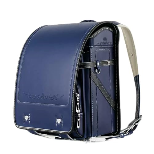 Mochila Escolar de Piel sintética Japonesa, Ligera, con Cierre automático para niñas y niños, Color Azul