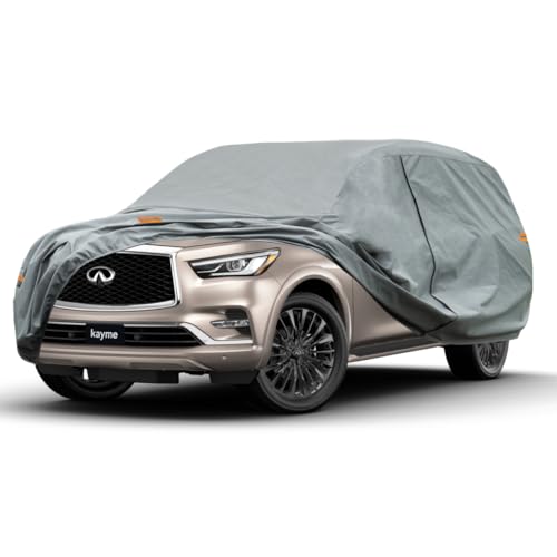 Image of Kayme Heavy Duty SUV Car Cover Custom Fit Infiniti QX80 Waterproof All Weather for Automobiles, Full Exterior Covers Sun Rain UV Protection.（Deliver About 3-10 Days）