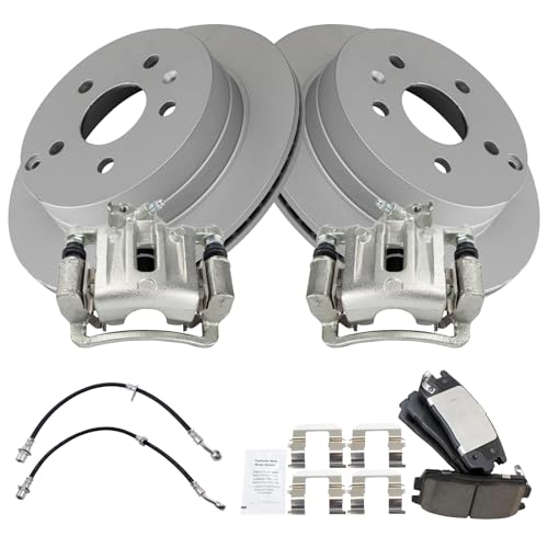 Image of TRQ Rear Brake Pad & Rotor Kit Ceramic Premium G-Coated Compatible with 2010-2012 Chevrolet Equinox 2010-2011 GMC Terrain