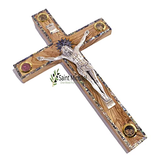 Alternative view of Generic 14 Inch Large Wall Cross - Olive Wood Crucifix for Wall DÃ©cor - Holy Land Cross Filled with Holy Relics - Entryway Cross or Gift for Any Special Occasion