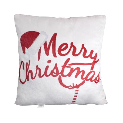 Image of Ultra 14 inch Merry Christmas Soft Premium Plush Cushion Pillow in White | Perfect for Snuggling and Playtime | Animal Toy Birthday | Anniversary | Christmas | Diwali | Home Decor