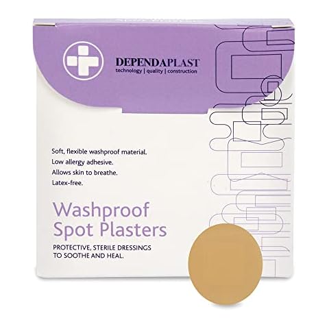 Reliance Medical Dependaplast Washproof Spot Plasters With Protective Film, Sterile Dressings To Soothe And Heal. Non-Perforated, Acrylic, Low Allergy Adhesive (Pack of 100) Cover