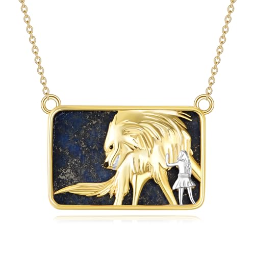 Bijoux loup en lapis lazuli pour femme, cadeau d'anniversaire en argent