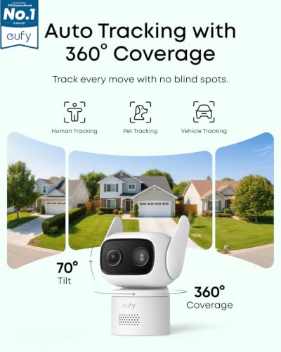Image of eufy Security Indoor&Outdoor Camera C31,2-Pack with HomeBase Mini(64GB Included),IP66,Spotlight-Free Color Night Vision,360Pan&Tilt, AutoTracking,Human /Car /Pet /Cry Detection,24 /7 Recording