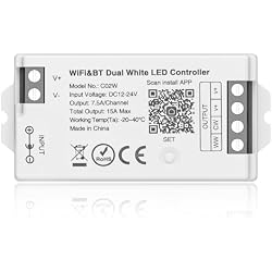 BTF-LIGHTING C02W CCT PWM (+ CW WW) 3PIN Color Temperature LED Strip Dual White 2.4GHz Tuya WiFi Group Controller Alexa Google Home Compatible with WR02RF RC02RFB Remote