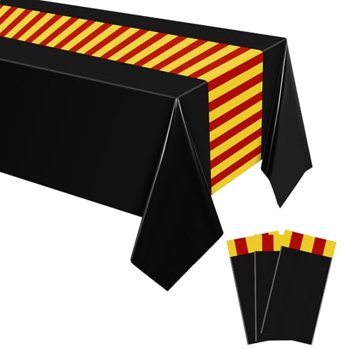 Oudain 3 Pcs Wizard Tablecloth 54 x 108 Inches Plastic Black Tabl...