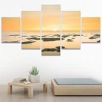 SIGNWIN 5 Panel Canvas Wall Art Multicolor Nature Neon Photography Trees Tropical for Home Decorations Ready to Hang - 60