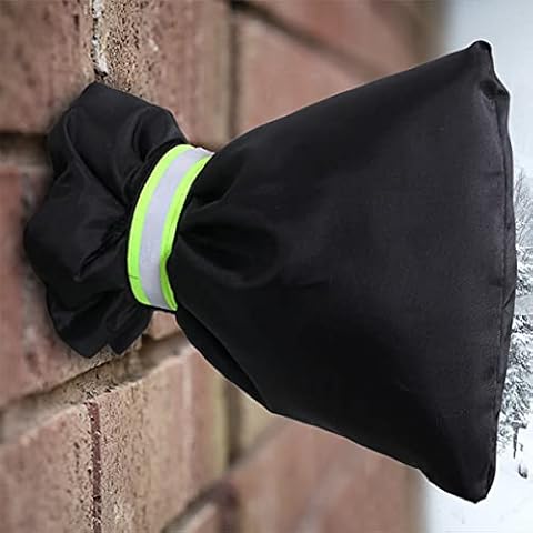 Outside Tap Covers for Winter, Large Outdoor Tap Cover Insulated Protector with Reflective Strip, Waterproof & Thickened Thermal Tap Jacket Protects Your Tap from Freezing Bursting - Black Cover