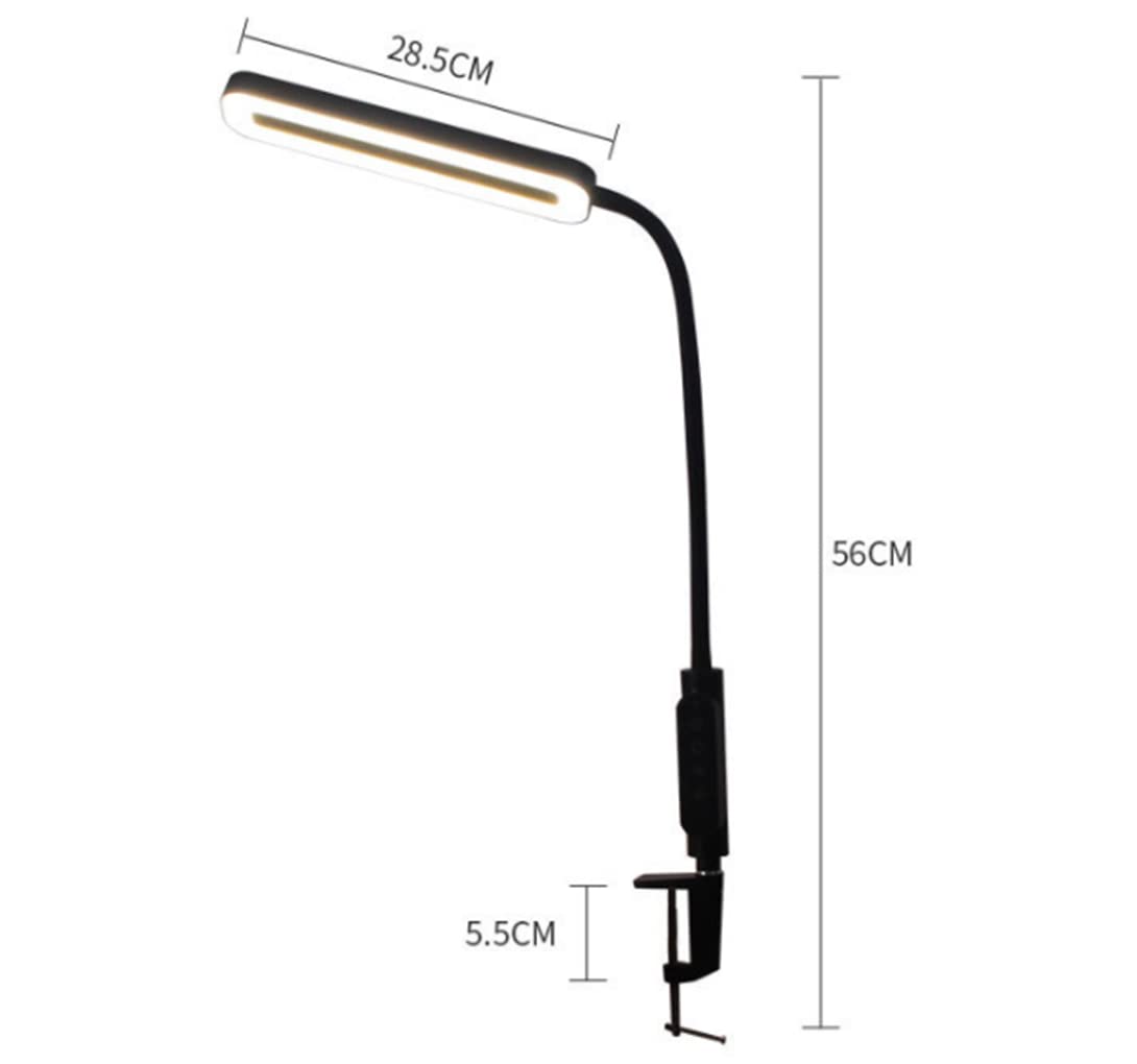 LED Schreibtischlampe Schwarz Klemmlampe Leselampe 12W Flexibles Klemmlicht 3 Farb & 10 Helligkeitsstufen Schwanenhals Klemmleuchte für Schlafzimmer Augenpflege Büro Tischlampe