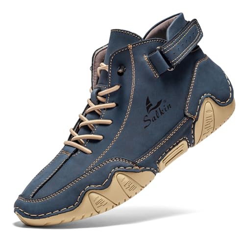 Image of Men's Chukka Boots Non Slip Ankle Boots Leather Casual Boots for Men Slip on Lightweight Loafers Walking Driving Shoes