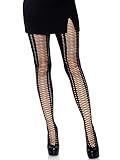 Leg Avenue Women's Spandex Seamless Opaque Faux Lace-Up Tights, Black, One Size