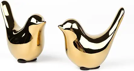 Home Ceramic Decor Gold Birds Figurine Garden Cottage...
