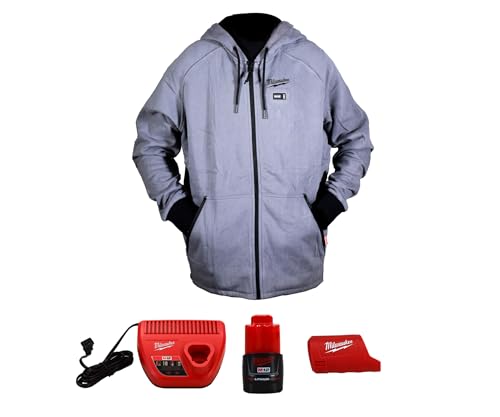 Milwaukee 306G-212X M12 Lithium-Ion Gray Heated Jacket Hoodie with Battery & Charger (XX-Large)