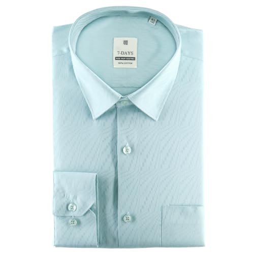 Image of 7-DAYS Men's Premium Formal Shirts - Regular Fit, Full Sleeve, 100% Pure Cotton, Self-Design, with Pocket - Stylish Office Shirts for Men