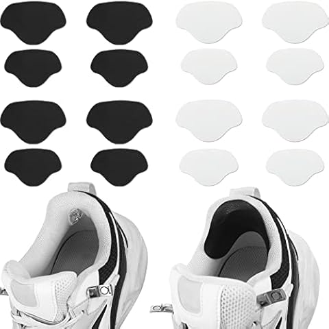 8 Pairs Shoe Heel Repair Patch Sneaker Hole Repair Patch Self-Adhesive Trainer Heel Patch Shoe Hole Prevention Patch for Most Types of Shoes, Large and Small Size (Black, White) Cover