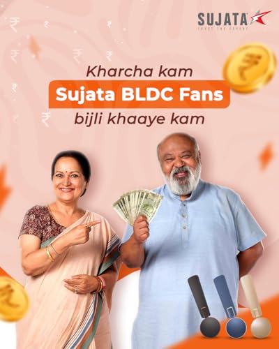 Image of Sujata BLDC Fan | 3-Yrs Warranty | Ceiling Fan for Living Room /Bedroom with Remote Control, High caliber, H-Class insulation winding, BEE Star Rated, Decorative ceiling fan (Tera Brown Gold-Impresso)