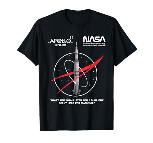 NASA Apollo 11 Misión Saturn V Cohete Worm Logo Camiseta