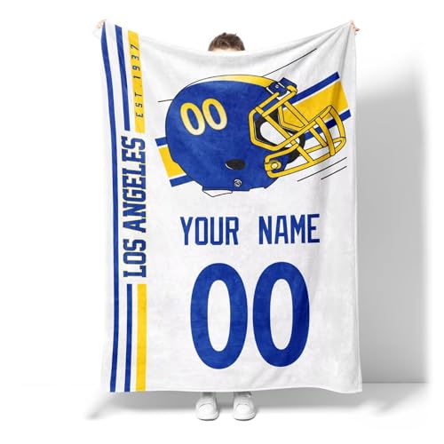 Image of Los Angeles R Throw Blanket Custom Name and Number Personalized Gifts for Men and Women