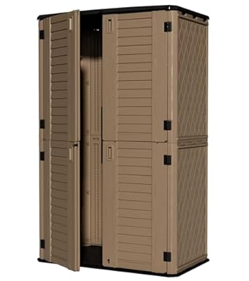 ZZM Large 52 Cu.ft Waterproof Storage Shed, Outdoor Storage Cabinet?Durable Resin Storage for Patio Furniture, Garden Tools, Pool Accessories, Mower Storage (Coffee)