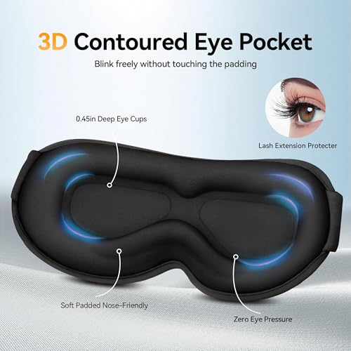 Blackout Sleep Mask for Men & Women: Weighted 3D Contoured Night Eye Cover, Zero Pressure Adjustable Strap & Breathable Fabric, Airplane Travel, Road Trips, Students,Meditation & Yoga Essentials,Black - Image 5