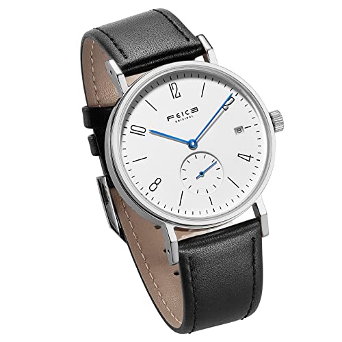 FEICE Męskie zegarki Bauhaus Design automatyczny zegarek wodoodporny szafirowy kryształ analogowe mechaniczne zegarki dla mężczyzn kobiet unisex -FM201, Czarny, pasek
