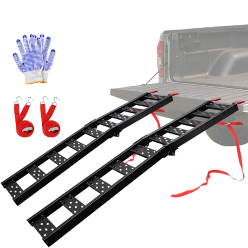 LIEKUMM 83 ATV Ramps 2-Pack 960 lbs Capacity Folding Loading Ramps for Pickup Trucks Heavy Duty Truck Ramps for Trailer Lawn Mower (Black)