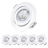 Abstrahlwinkel von 100°, mit je 370 Lumen - Einbaumaße: Außen Ø82mm; Einbautiefe: 27mm; benötigter Deckenausschnitt: Ø68mm