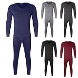 Conjunto de ropa interior térmica para hombre, para invierno, cálido, con cuello en V, forro polar, parte superior e inferior térmica para clima frío, Rojo (z01-red), XX-Large