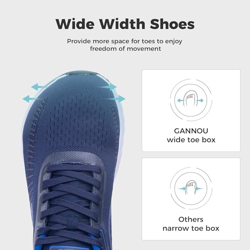 Image of GANNOU Wide Toe Box Shoes for Men Arch Support Walking Shoes Plantar Fasciitis Orthotic Tennis Sneakers