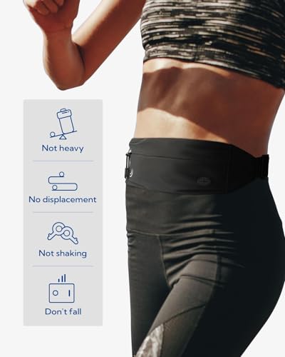 WATERFLY Laufgürtel für Handy Handytasche Joggen: Lauf Gürteltasche Flache Bauchtasche Damen Herren Jogging Gürtel Running Belt Lauftasche Sportgürtel Hüfttasche zum Laufen Sport Fitness Reisen