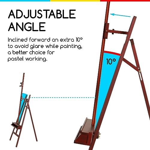 Image of MEEDEN Large Painting Easel Stand: Solid Beech Wood Studio Easel for Adults