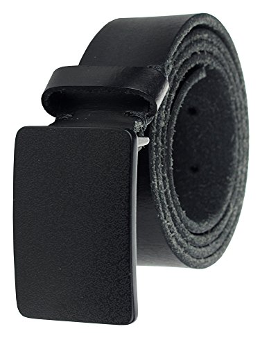 NYFASHION101 Men's Cowhide Full Grain Genuine Leather Belt w/Plaque Buckle, Plus Size