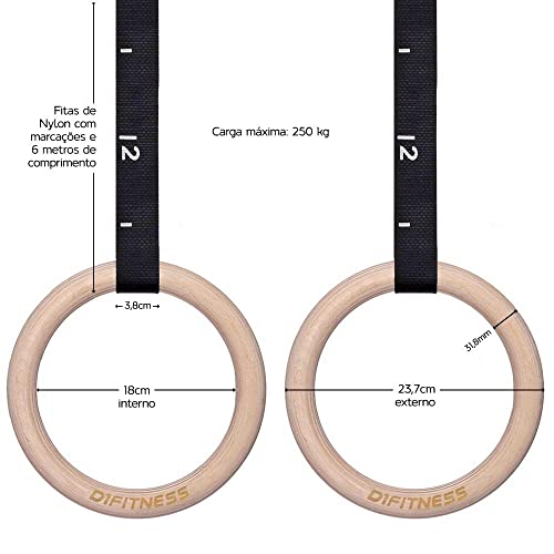 Par Argola Olímpica Cross Training em Madeira com Fivela Ajustável - D1Fitness