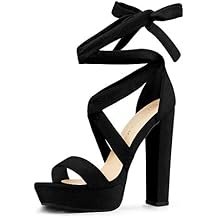 Allegra K Womens Lace Up Platform Block Heel Sandals