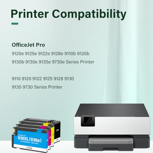 Image of 936 936XL 9125e Ink Cartridges Combo Pack for HP Printers 9120e 9730e 936e