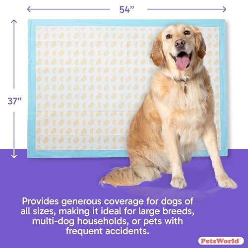 Image of PetsWorld Health Monitoring Dog Pee Pads 37 inchx54 inch 50 Count - XXXL Color-Changing Pet Pee Pads for Dogs & Pets, Leak-Proof Super Absorbent Dog Training Pads with Odor Control