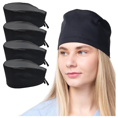 DOKTORAM 4-pcs Black Working Cap Comfortable and Breathable for Healthcare Professionals Cover