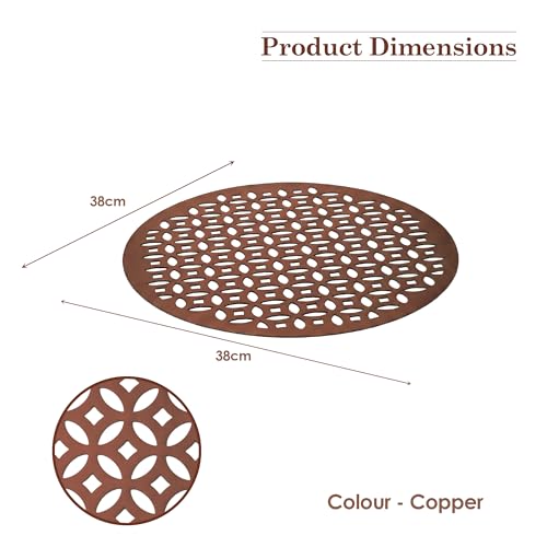 Image of Kuber Industries Leather Round Table Mats Set of 6 | Reusable and Washable Placemat /Dining Table Mat for Wedding and Family Functions | Copper