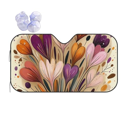 Pare-brise pliable fleurs d'art abstrait pour SUV 70x130cm