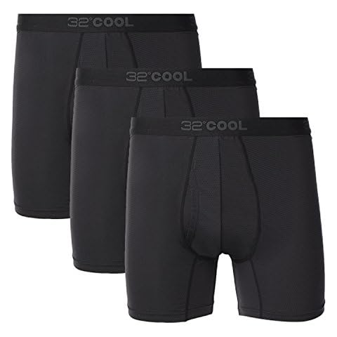 32º DEGREES Mens 3 Pack Active Cool Mesh Quick Dry Boxer Brief (Large, Blk/Blk/Blk) Cover