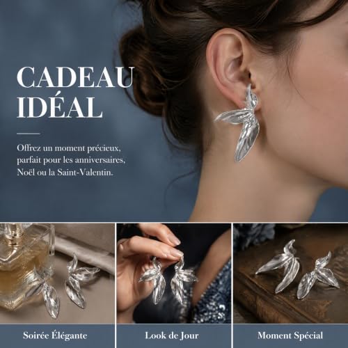 Boucles D'oreilles Femme Bekecidi Feuille D'érable Argent pour Anniversaire – vue 7