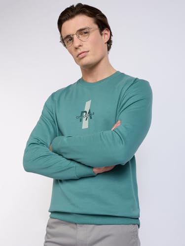 Image of Park Avenue Men Full Sleeve Slim Fit Print Pattern Cotton Polyester Blend Regular Neck Regular Neck Casual Sweatshirt
