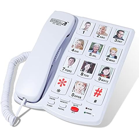 Future Call FC-0613 Big Button Phone for Seniors, Landline Phone for Elderly, Best Landline Phones for Seniors, Senior Phone, Telephones for Hearing Impaired, Phones for Elderly, 10 Picture Keys Cover