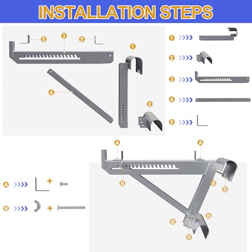 Goyappin Ladder Jacks Bracket Aluminum 2 Pack,Heavy Duty Ladder Jacks for Scaffolding Platform,Two-Rung Short Body Extension Ladder Jack for Stages up to 20-Inch Width - Thumbnail 6